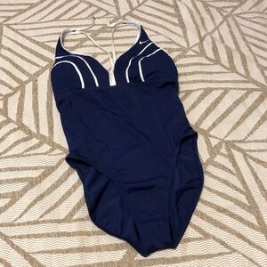 Nike Navy Blue with White Trim One Piece Swimwear